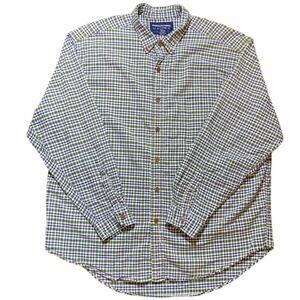 Vintage 90s Abercrombie & Fitch Button Down Green Blue Plaid Check Muscle Large